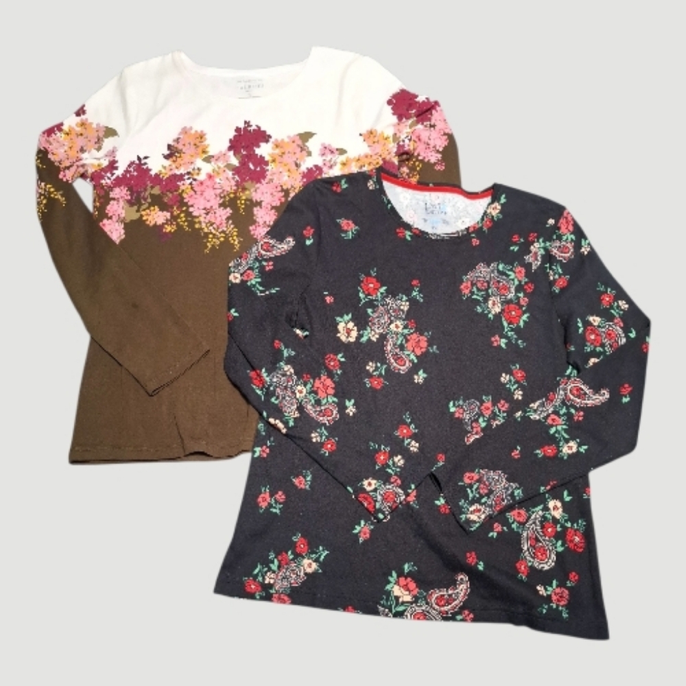 Croft & Barrow And Talbots Bundle 2 Tee Floral Design Size M Petite
